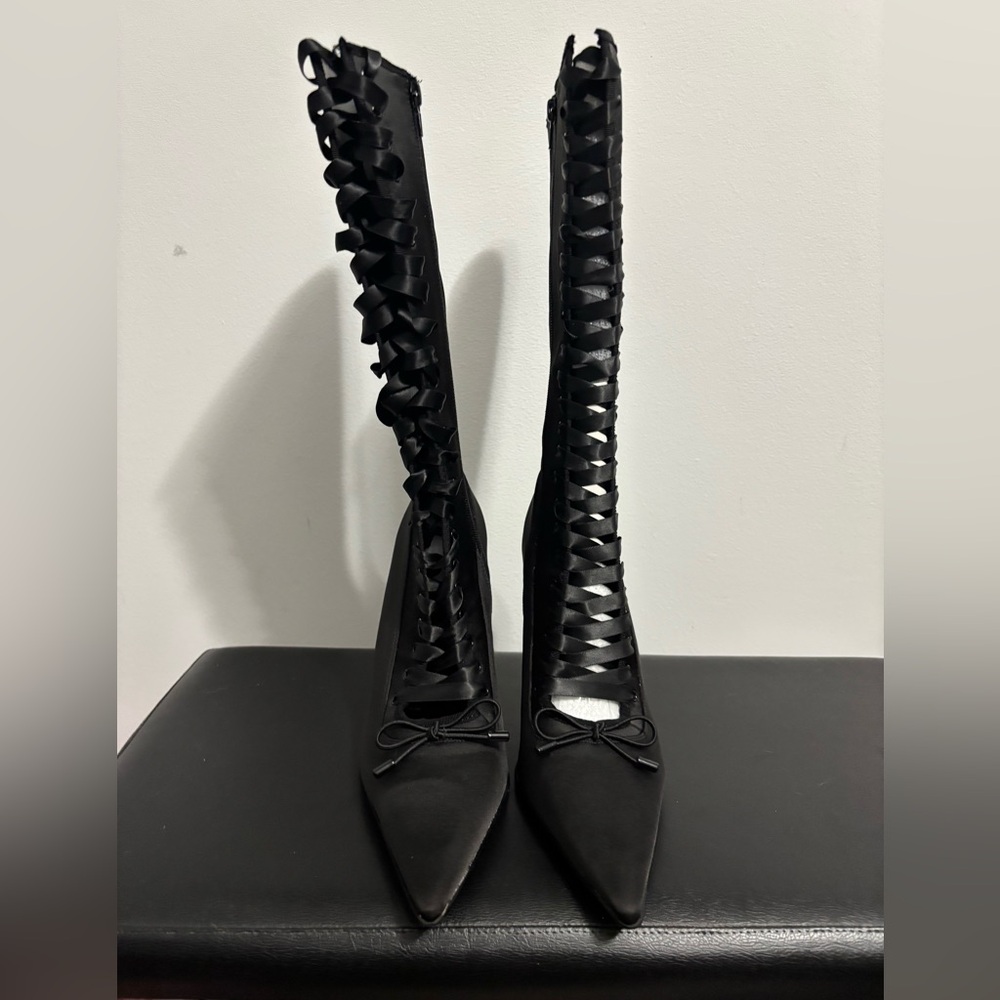 NWOB Dolls Kill / Widow Black Scandalous Seduction Heeled Boots - Picture 6 of 9